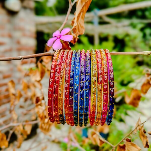 NYRISA Pastel Multi-Shade Crystal Glass Bangles